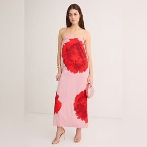 Suboo Maxi Dress Women Large Pink Red Floral Slip Dress Summer Wedding Party